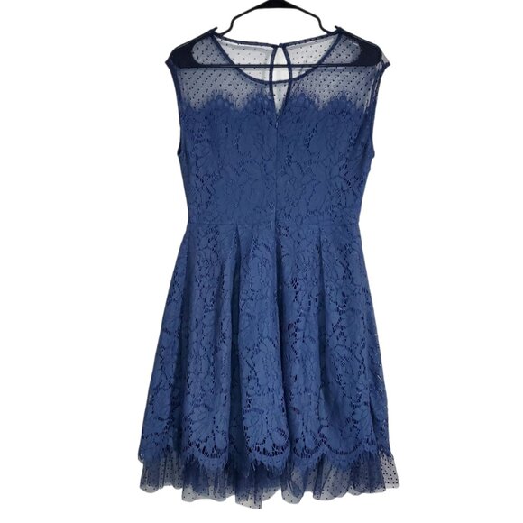NWT Current Air Twee Blue Lace Sheer Preppy Sleeveless Mini Dress - Small - Picture 2 of 10